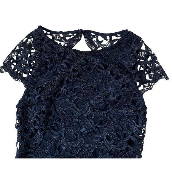 Alice + Olivia Blue Embroidered Open Back Sheath Dress Women Size 0 | 58-36 - Picture 3 of 7